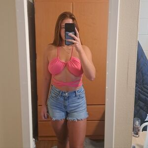 SHEIN Hot Pink Strappy Crop Top